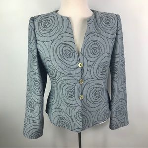 Armani Collezioni Floral Embroidered Grey Jacket